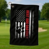 Funny Dad Fathers Day Dog Dad Best Fathers Day Gift Golf Towel thumb 1