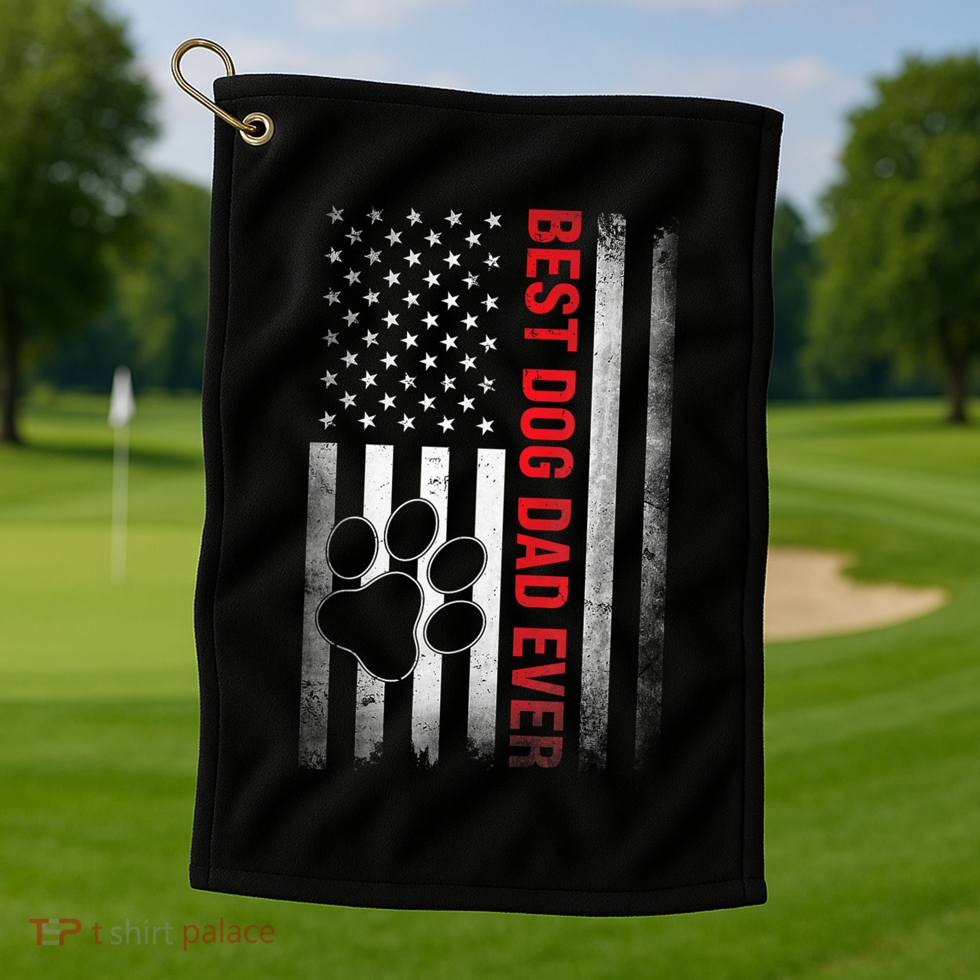 Funny Dad Fathers Day Dog Dad Best Fathers Day Gift Golf Towel
