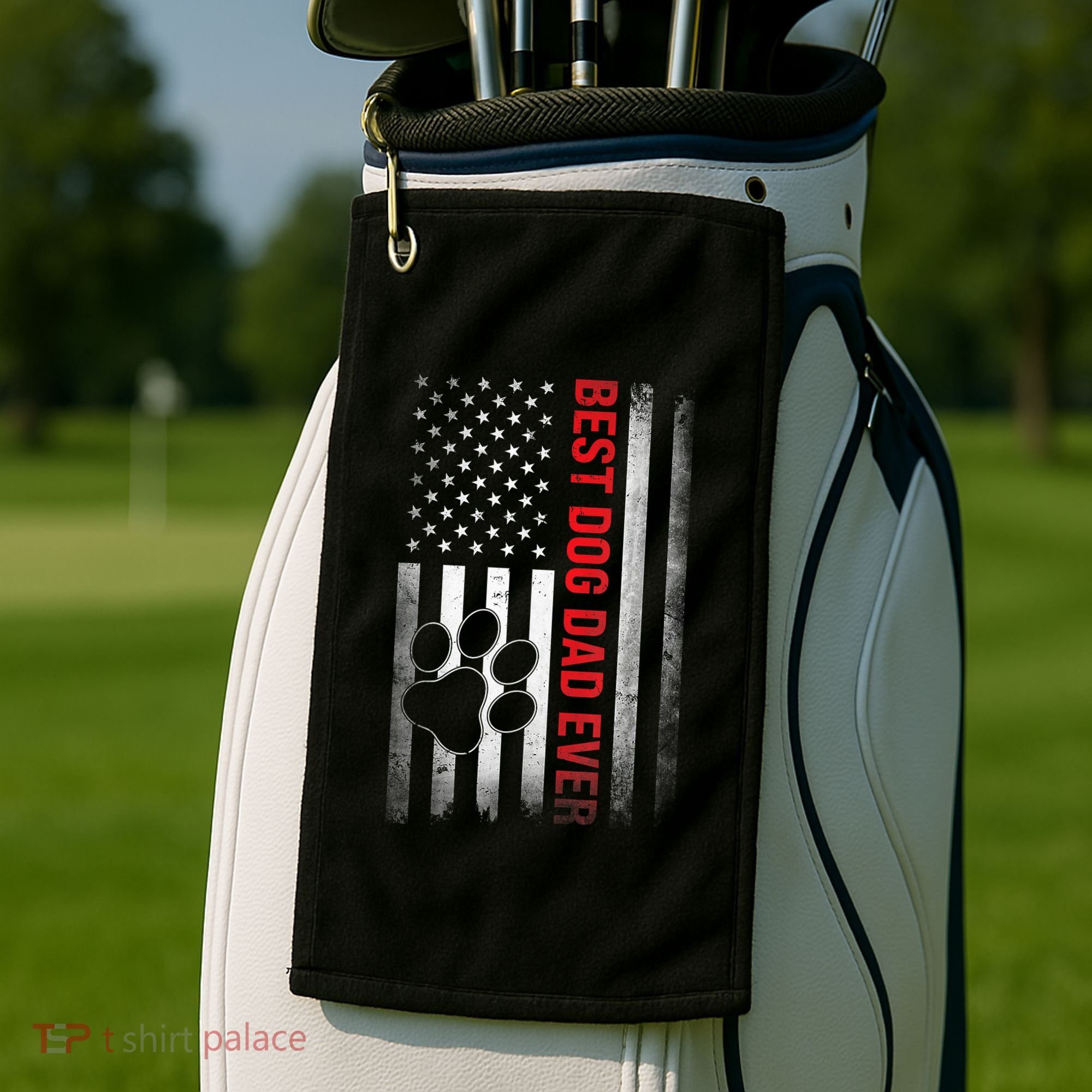 Funny Dad Fathers Day Dog Dad Best Fathers Day Gift Golf Towel