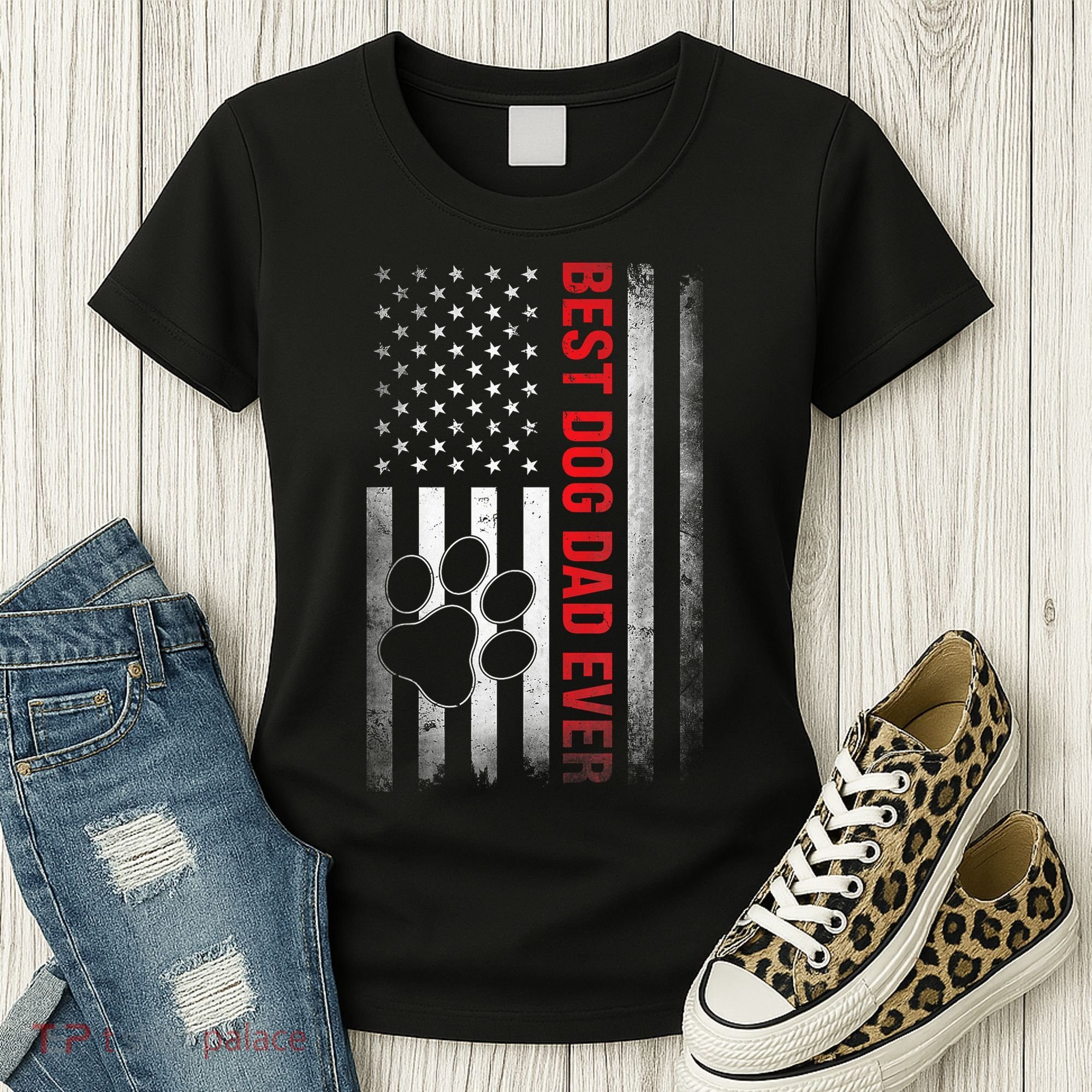 Funny Dad Fathers Day Dog Dad Best Fathers Day Gift Women's T-Shirt