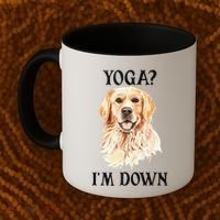 Funny Downward Facing Dog Yoga Gift With A Golden Retriever Coffee Mug thumb 2