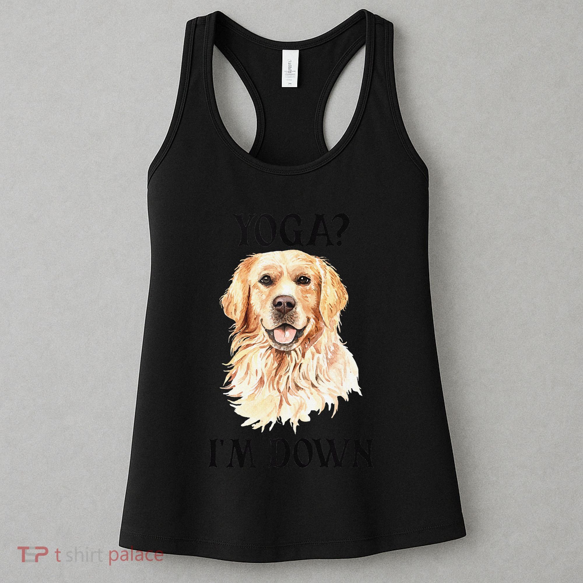 Funny Downward Facing Dog Yoga Gift With A Golden Retriever Women's Tank Top