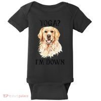 Funny Downward Facing Dog Yoga Gift With A Golden Retriever Baby Bodysuit thumb 0