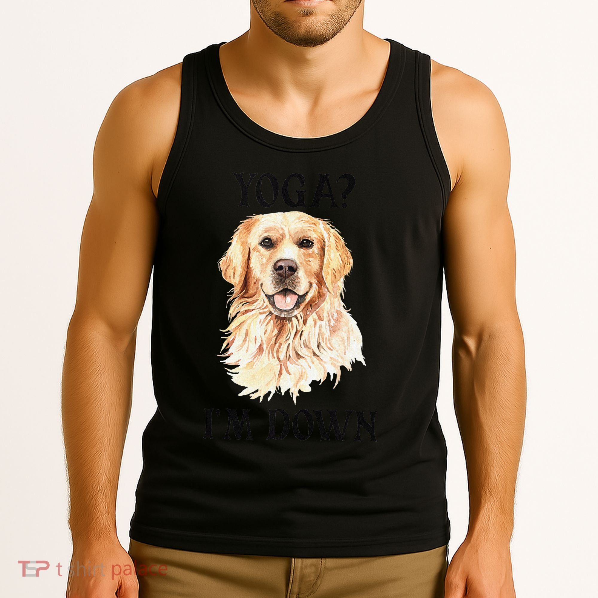Funny Downward Facing Dog Yoga Gift With A Golden Retriever Tank Top