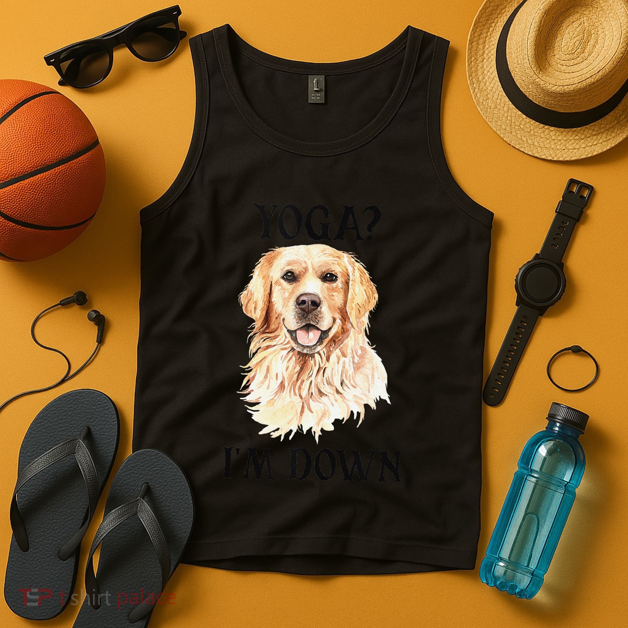 Funny Downward Facing Dog Yoga Gift With A Golden Retriever Tank Top
