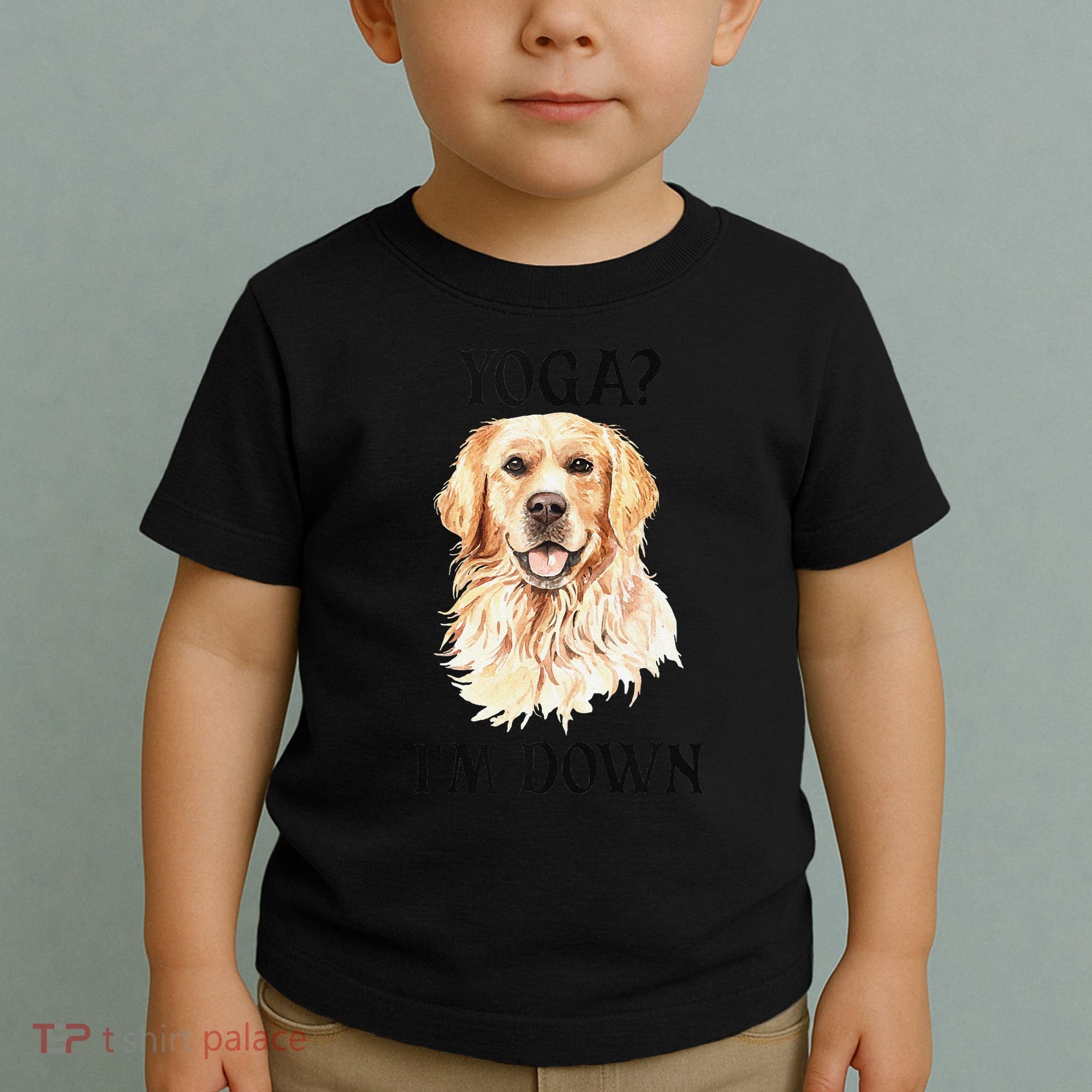 Funny Downward Facing Dog Yoga Gift With A Golden Retriever Toddler T-Shirt