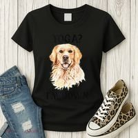 Funny Downward Facing Dog Yoga Gift With A Golden Retriever Women's T-Shirt thumb 3