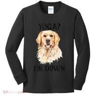 Funny Downward Facing Dog Yoga Gift With A Golden Retriever Kids Long Sleeve Shirt thumb 0