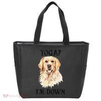 Funny Downward Facing Dog Yoga Gift With A Golden Retriever Tote Bag thumb 0