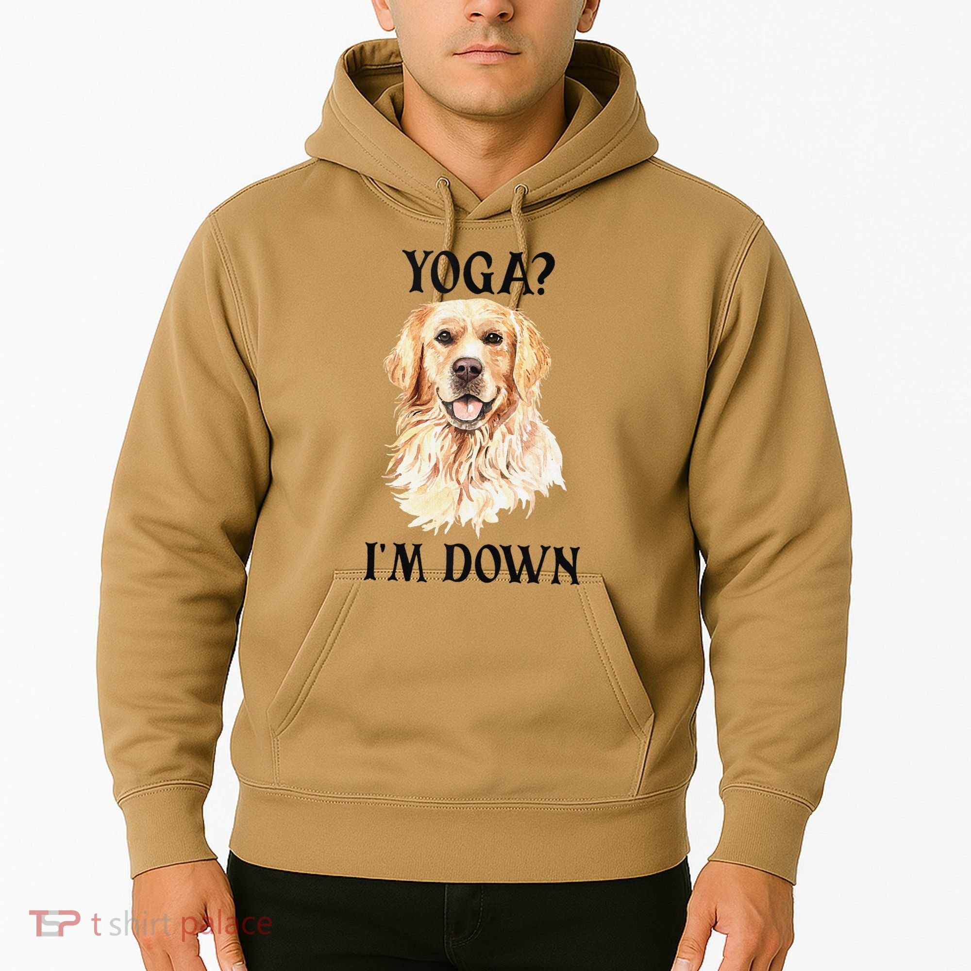 Funny Downward Facing Dog Yoga Gift With A Golden Retriever Hoodie