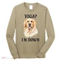 Funny Downward Facing Dog Yoga Gift With A Golden Retriever Long Sleeve Shirt thumb 0