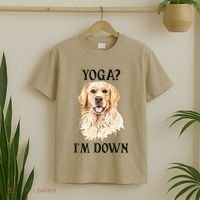 Funny Downward Facing Dog Yoga Gift With A Golden Retriever T-Shirt thumb 2