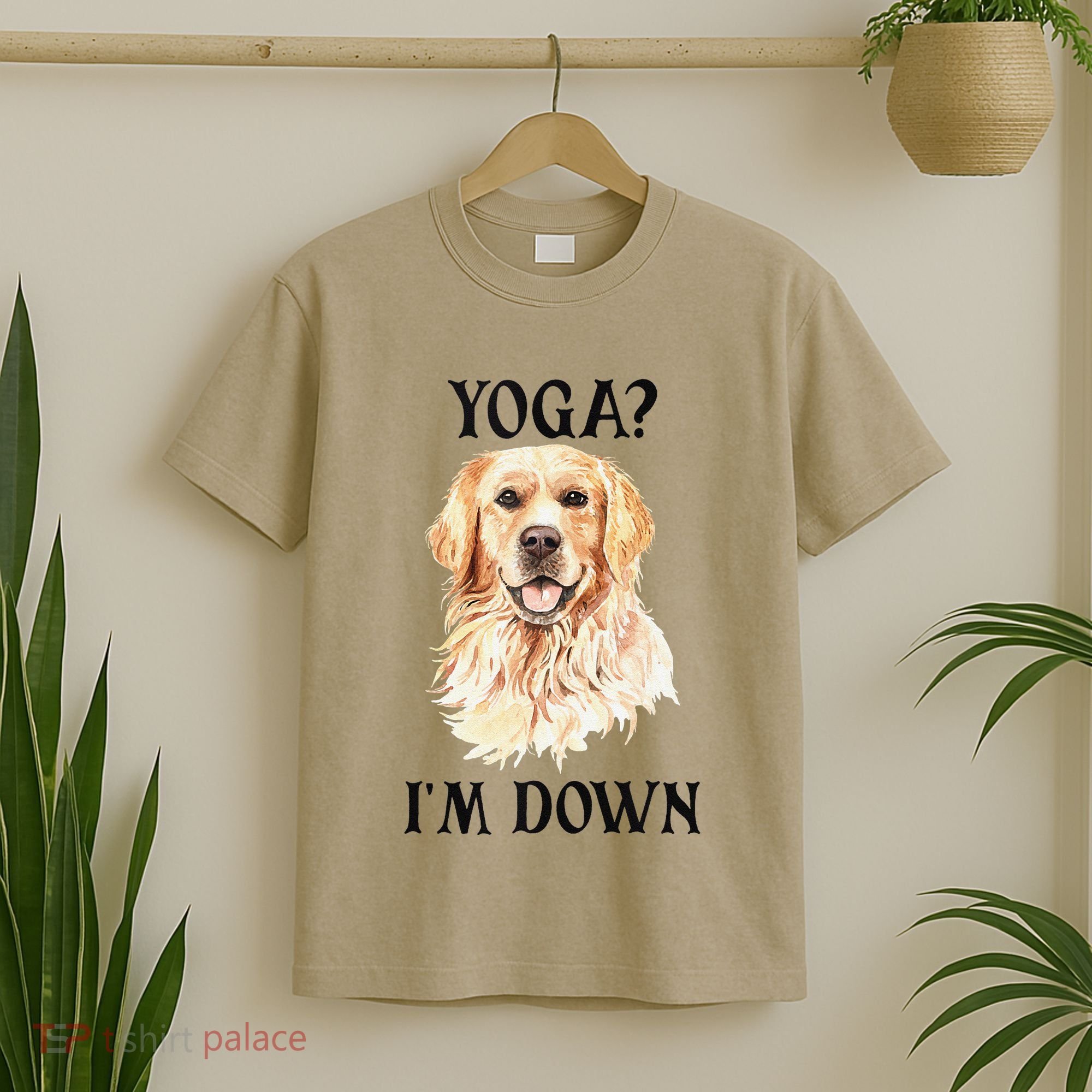Funny Downward Facing Dog Yoga Gift With A Golden Retriever T-Shirt