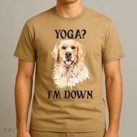 Funny Downward Facing Dog Yoga Gift With A Golden Retriever T-Shirt thumb 3