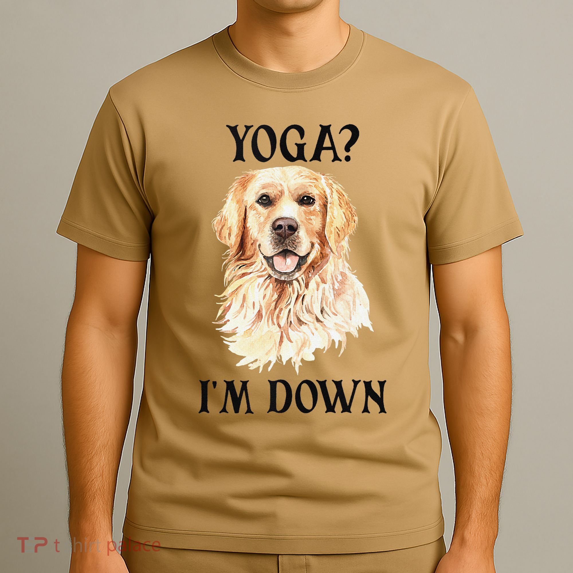 Funny Downward Facing Dog Yoga Gift With A Golden Retriever T-Shirt