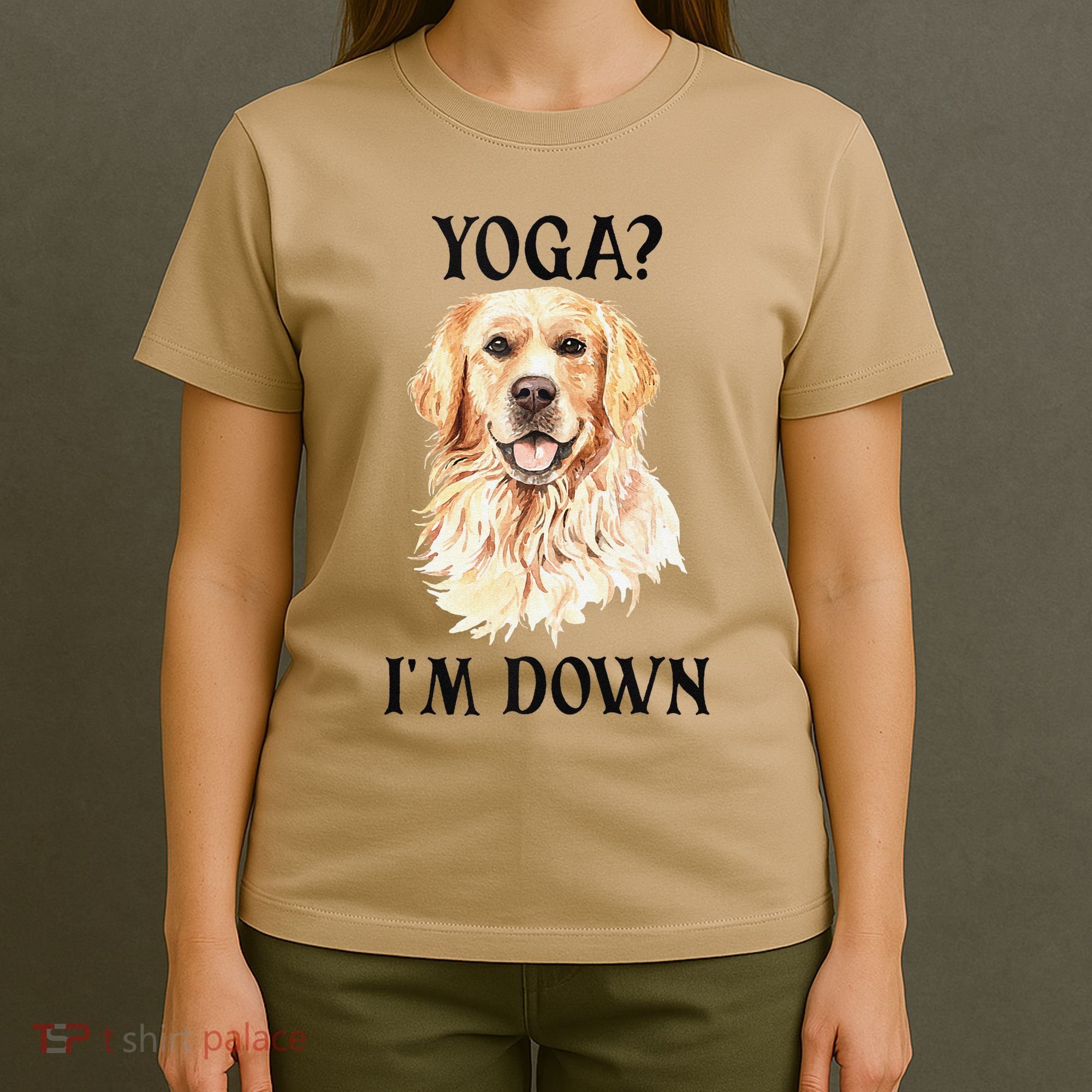 Funny Downward Facing Dog Yoga Gift With A Golden Retriever T-Shirt