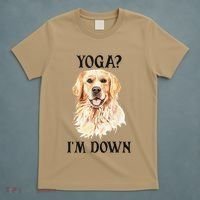 Funny Downward Facing Dog Yoga Gift With A Golden Retriever T-Shirt thumb 5