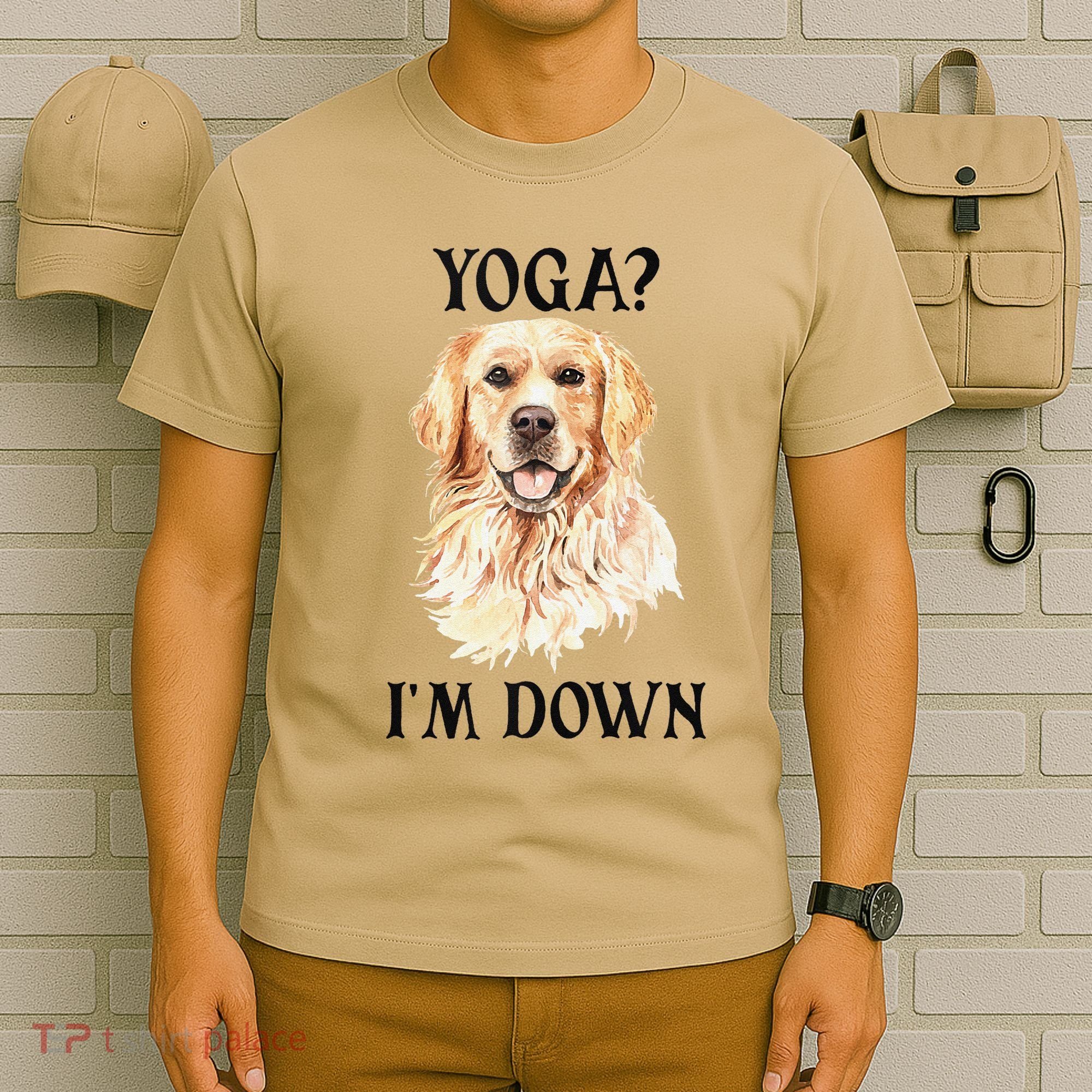 Funny Downward Facing Dog Yoga Gift With A Golden Retriever T-Shirt