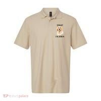Funny Downward Facing Dog Yoga Gift With A Golden Retriever Polo thumb 0