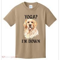 Funny Downward Facing Dog Yoga Gift With A Golden Retriever Kids T-Shirt thumb 0