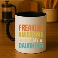 Fathers Day Freaking Awesome Like My Daughter Funny Dad Cool Gift Coffee Mug thumb 4