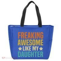 Fathers Day Freaking Awesome Like My Daughter Funny Dad Cool Gift Tote Bag thumb 0