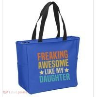 Fathers Day Freaking Awesome Like My Daughter Funny Dad Cool Gift Tote Bag thumb 2