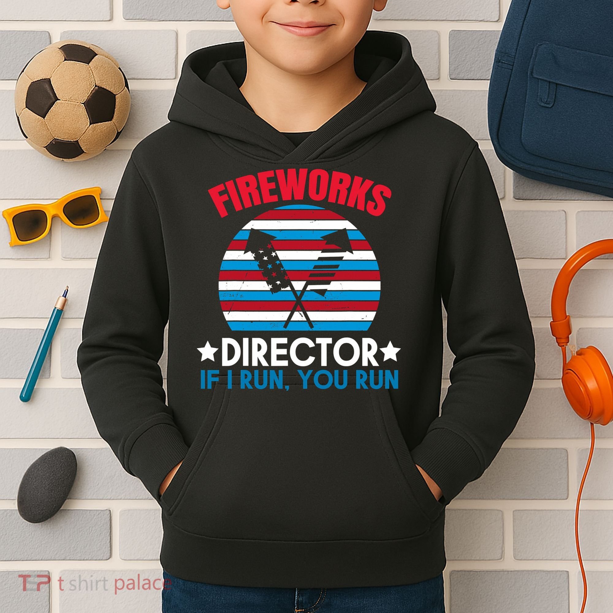 Fireworks Director Funny Bang 4th Of July Kids Hoodie