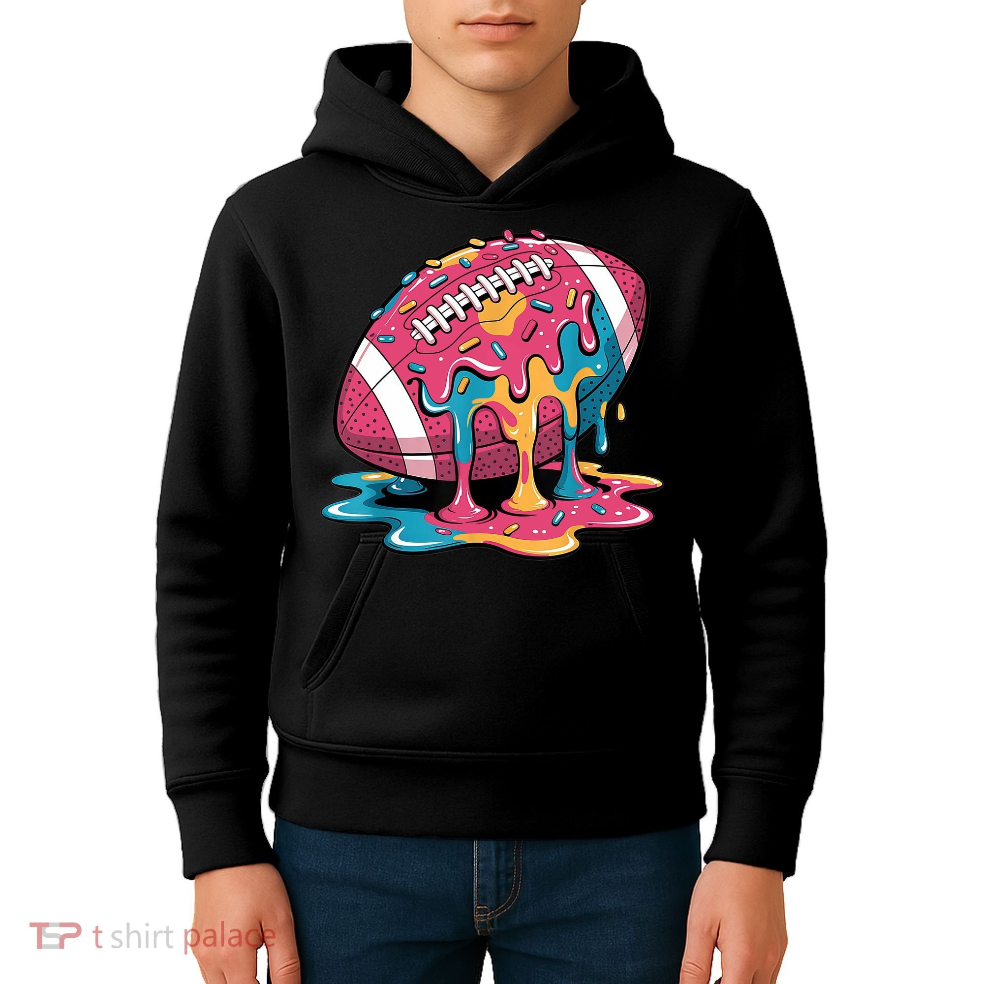 Football Drip For Lineman WR QB RB Ice Cream Sprinkles Kids Hoodie
