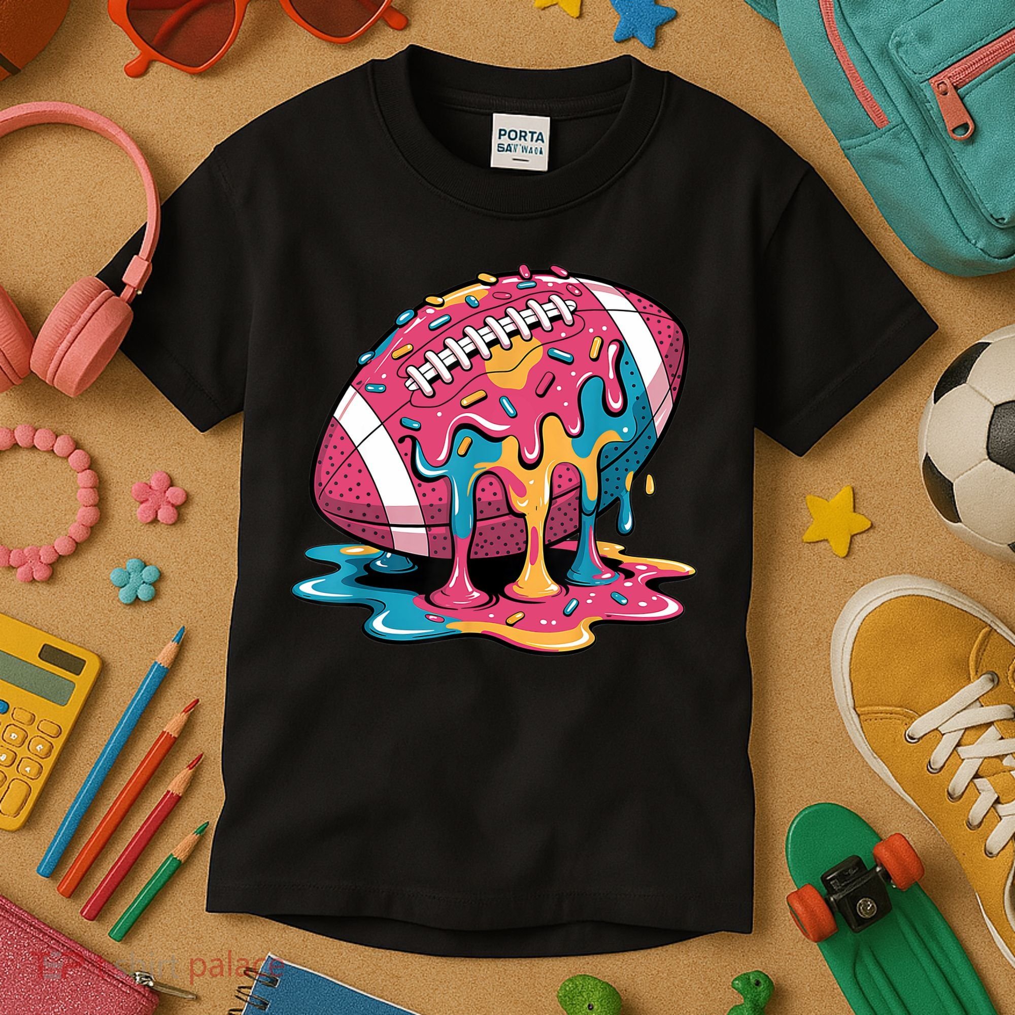 Football Drip For Lineman WR QB RB Ice Cream Sprinkles Kids T-Shirt
