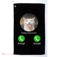 Freaky Department Funny Cat Meme Golf Towel thumb 0