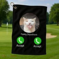 Freaky Department Funny Cat Meme Golf Towel thumb 1