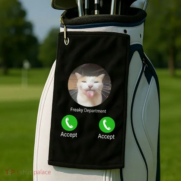 Freaky Department Funny Cat Meme Golf Towel