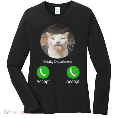 Freaky Department Funny Cat Meme Women's Long Sleeve Shirt