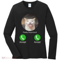 Freaky Department Funny Cat Meme Women's Long Sleeve Shirt thumb 0