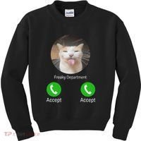 Freaky Department Funny Cat Meme Kids Sweatshirt thumb 0