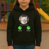 Freaky Department Funny Cat Meme Kids Hoodie thumb 3