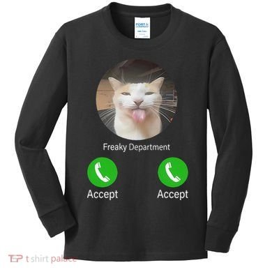 Freaky Department Funny Cat Meme Kids Long Sleeve Shirt