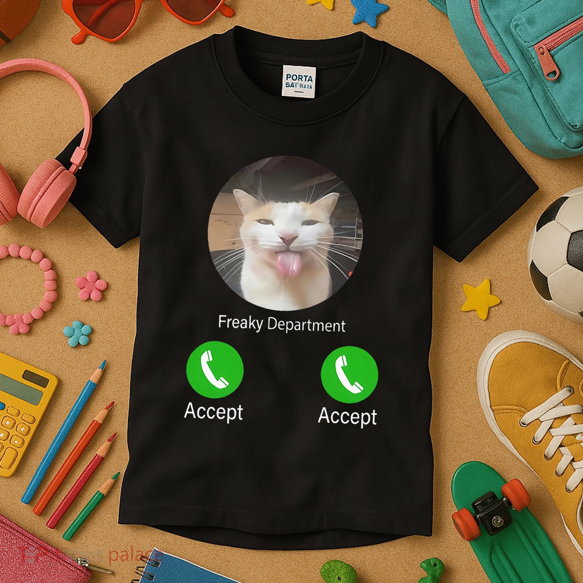 Freaky Department Funny Cat Meme Kids T-Shirt
