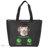 Freaky Department Funny Cat Meme Tote Bag thumb 0