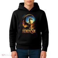 Feminism Dragon Fantasy Kids Hoodie thumb 4