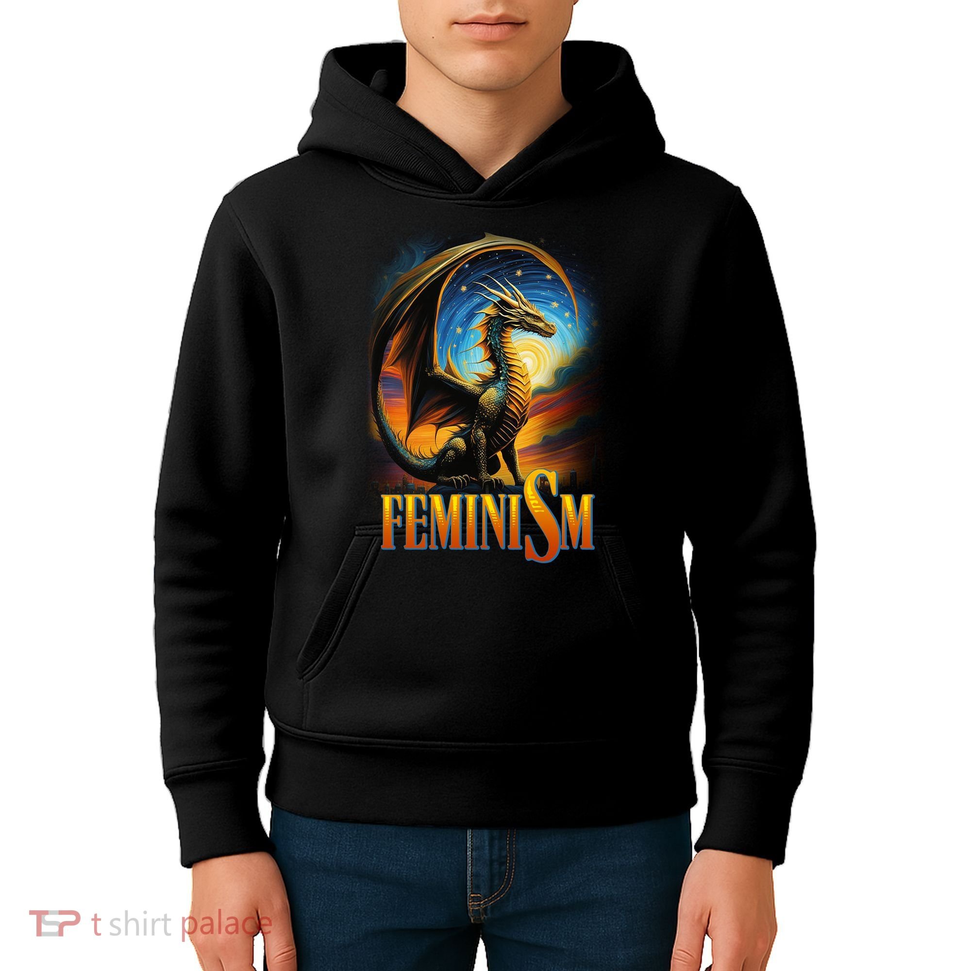 Feminism Dragon Fantasy Kids Hoodie