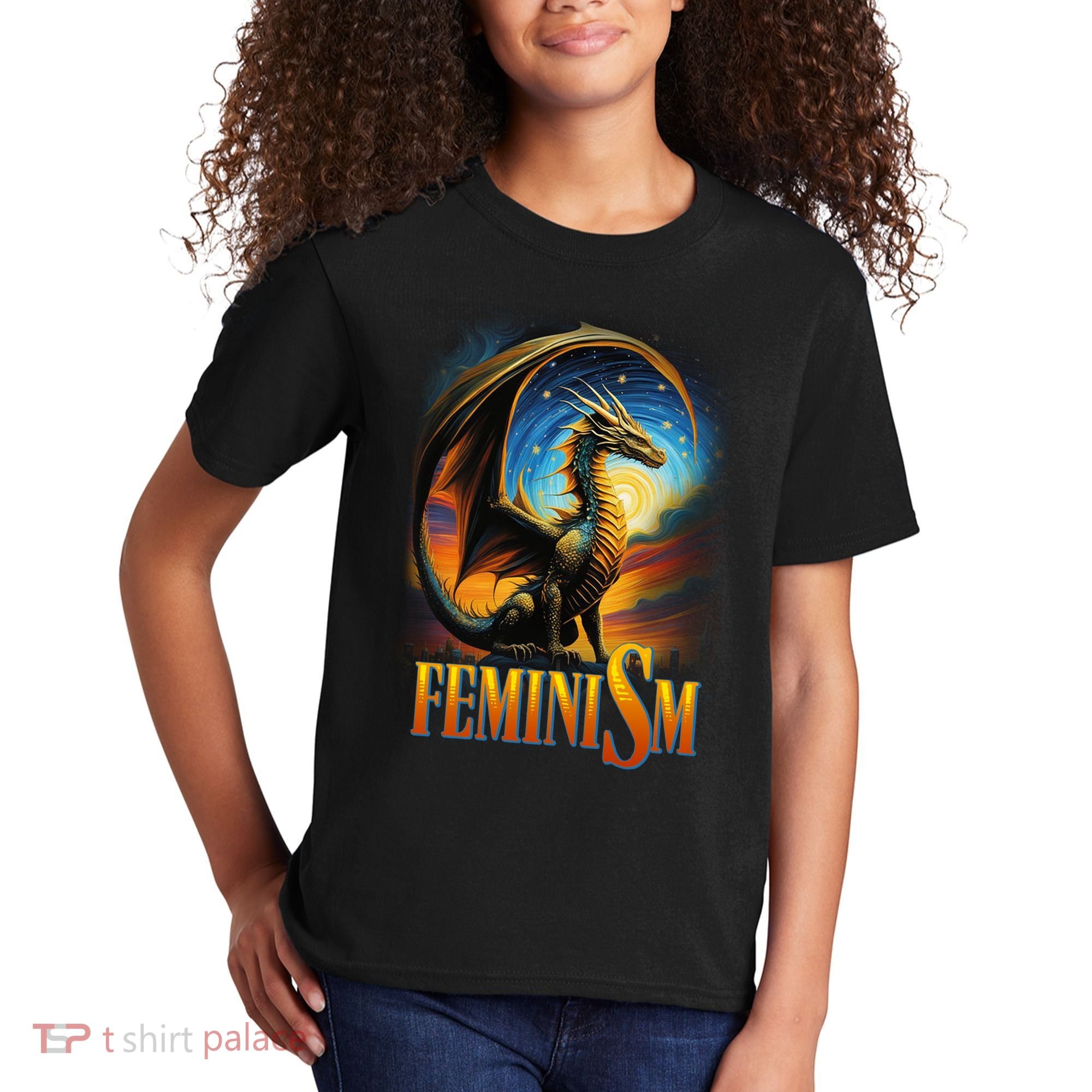 Feminism Dragon Fantasy Kids T-Shirt