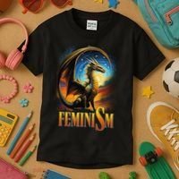 Feminism Dragon Fantasy Kids T-Shirt thumb 3