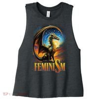 Feminism Dragon Fantasy Women's Racerback Cropped Tank thumb 0