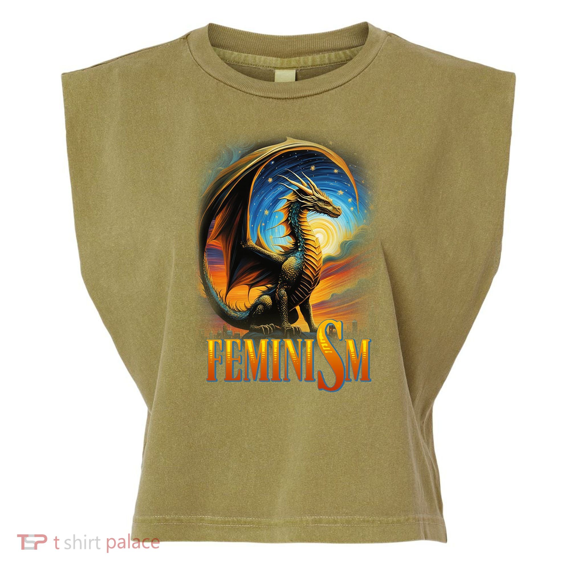 Feminism Dragon Fantasy Garment-Dyed Women's Muscle Tee