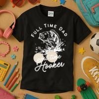 Father's Day Full Time Dad Part Time Hooker Gift Fishing Dad Kids T-Shirt thumb 3