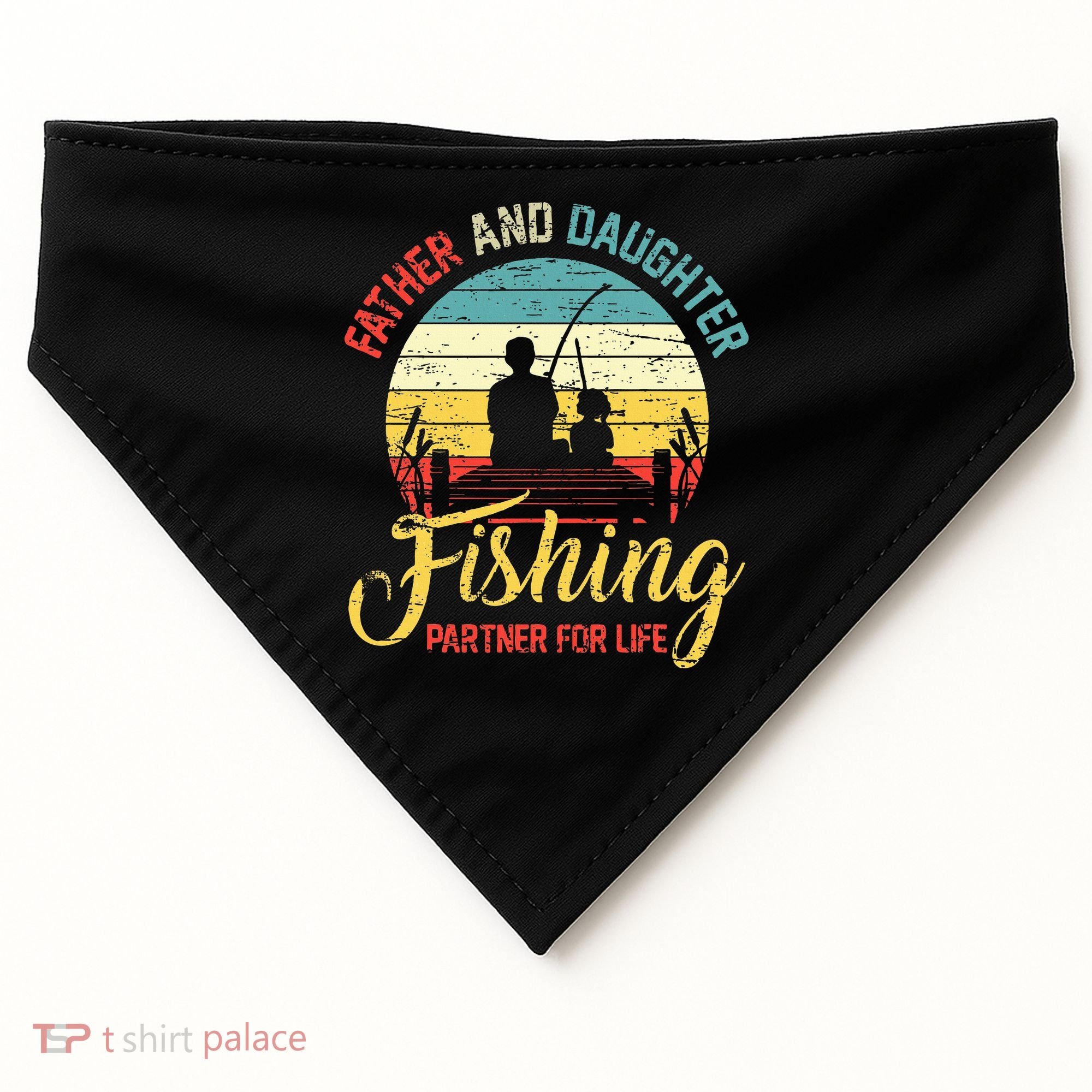 Father Daughter Fishing Partner For Life Retro Matching Dad USA-Made Doggie Bandana