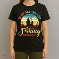 Father Daughter Fishing Partner For Life Retro Matching Dad T-Shirt thumb 4
