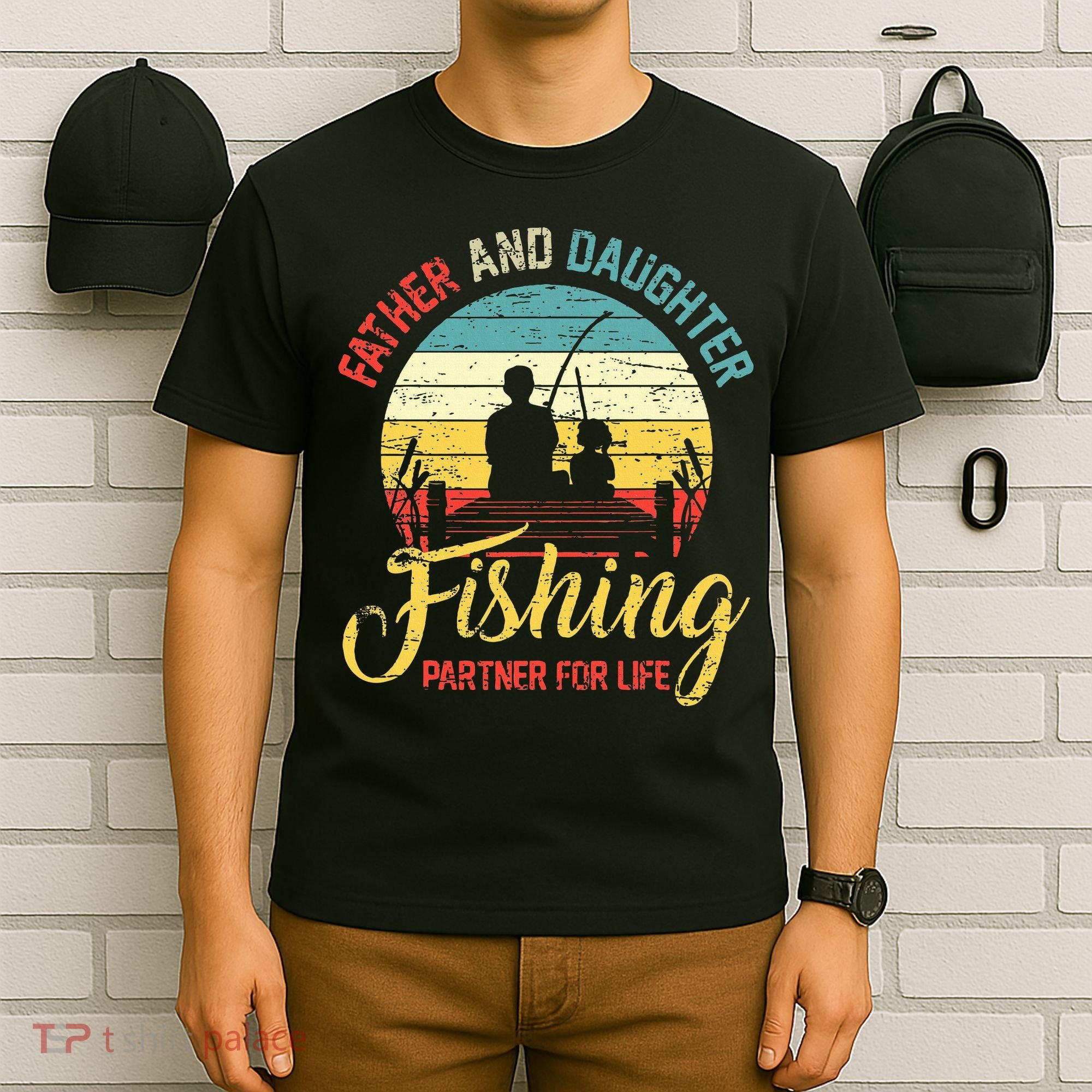 Father Daughter Fishing Partner For Life Retro Matching Dad T-Shirt
